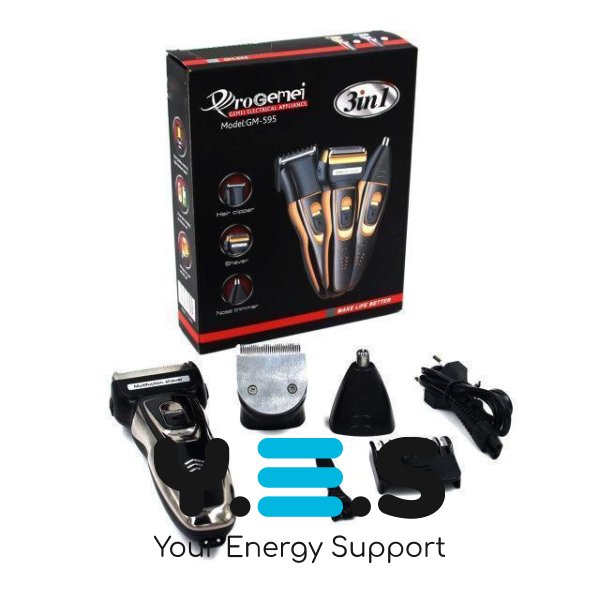 Мультистайлер-тример ProGemei GM-595 3-в-1 для стрижки волосся, титанове покриття