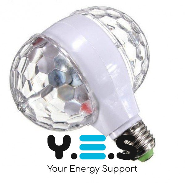 Обертова RGB LED диско-лампа з патроном, диско-куля для вечірок