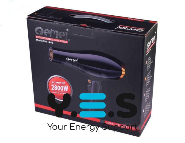 Професійний фен для волосся Gemei GM-1765 — 2800 Вт, потужний потік повітря