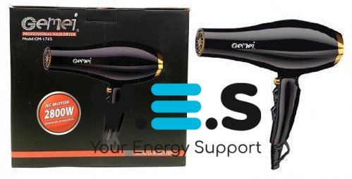 Професійний фен для волосся Gemei GM-1765 — 2800 Вт, потужний потік повітря