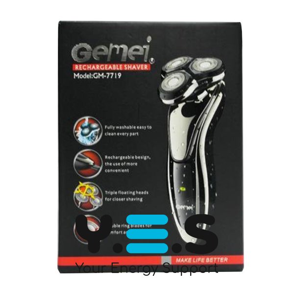 Акумуляторна електробритва Gemei GM-7719, бездротова, для сухого гоління