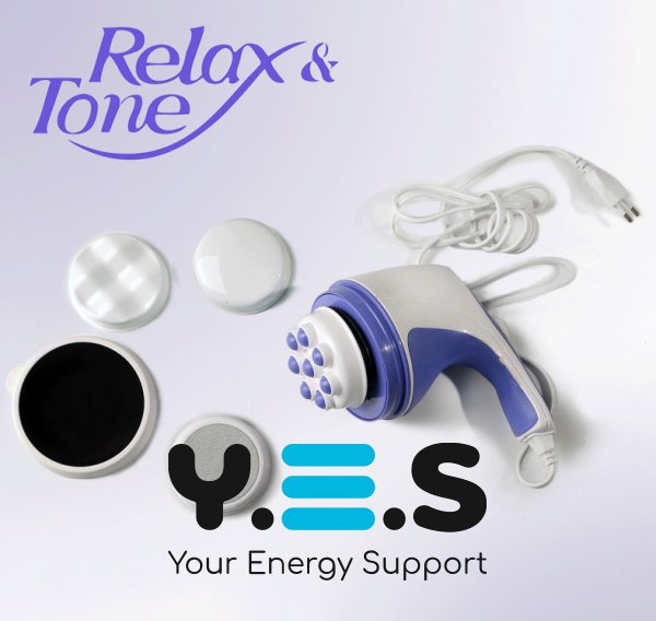 Ручний антицелюлітний вібромасажер Relax and Tone для тіла, рук і ніг, 4 насадки