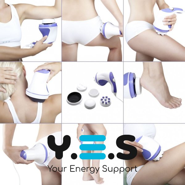 Ручний антицелюлітний вібромасажер Relax and Tone для тіла, рук і ніг, 4 насадки