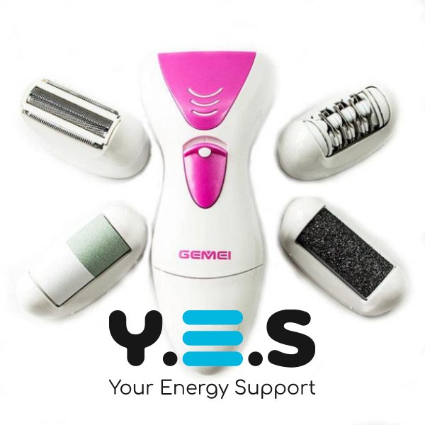 Жіночий епілятор Gemei GM-7006 4-в-1 з насадками для педикюру