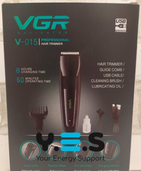 Професійна акумуляторна машинка для стрижки VGR V-015 з USB-зарядкою