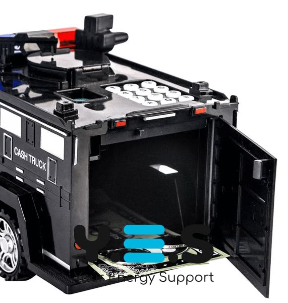 Дитячий сейф-скарбничка поліцейська машина CASH TRUCK з кодовим замком і відбитком пальця