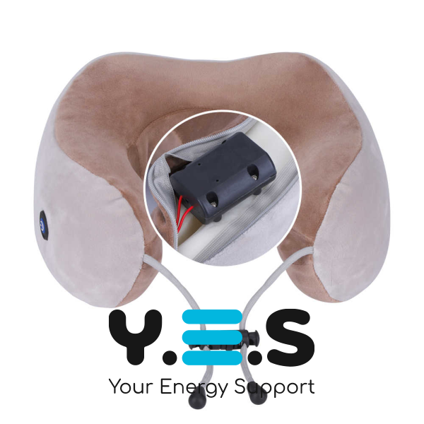 Масажна подушка для шиї U‑подібна з ефектом пам’яті та вібрацією, на батарейках (Upgrade)