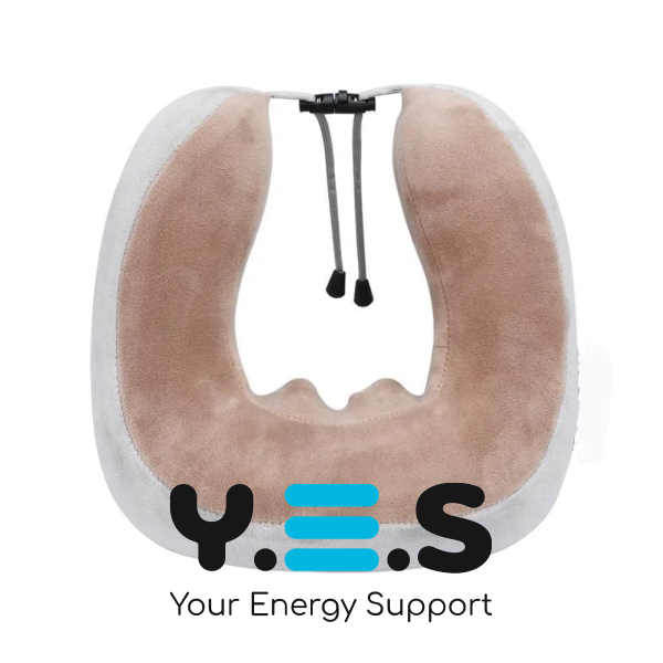 Масажна подушка для шиї U‑подібна з ефектом пам’яті та вібрацією, на батарейках (Upgrade)