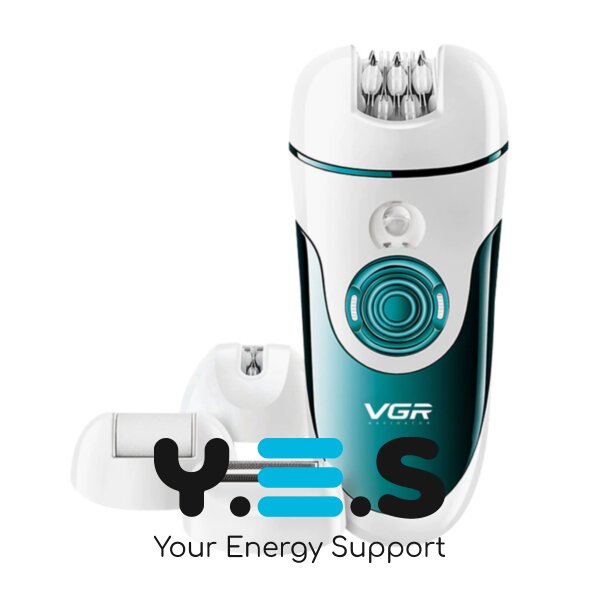 Бездротовий епілятор VGR V-700 з підсвіткою, 4 змінні насадки, USB-зарядка