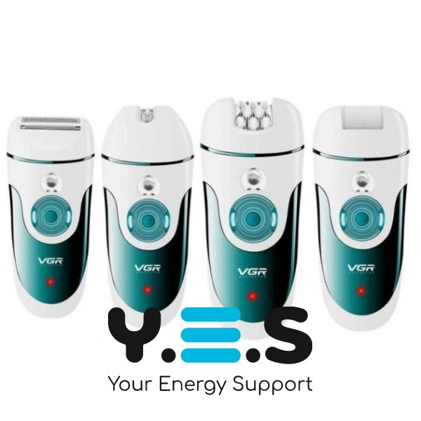 Бездротовий епілятор VGR V-700 з підсвіткою, 4 змінні насадки, USB-зарядка