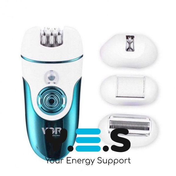 Бездротовий епілятор VGR V-700 з підсвіткою, 4 змінні насадки, USB-зарядка