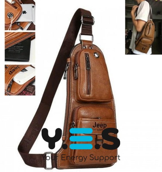 Чоловіча сумка через плече Jeep 777, бананка-рюкзак з еко-шкіри
