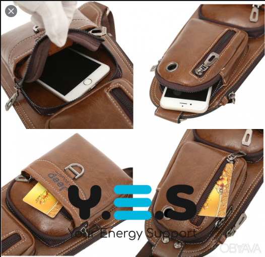 Чоловіча сумка через плече Jeep 777, бананка-рюкзак з еко-шкіри