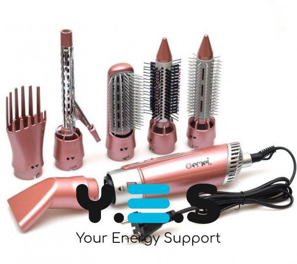 Фен-мультистайлер Gemei GM-4831 7в1 з насадками: сушка, укладка, випрямлення, обʼєм