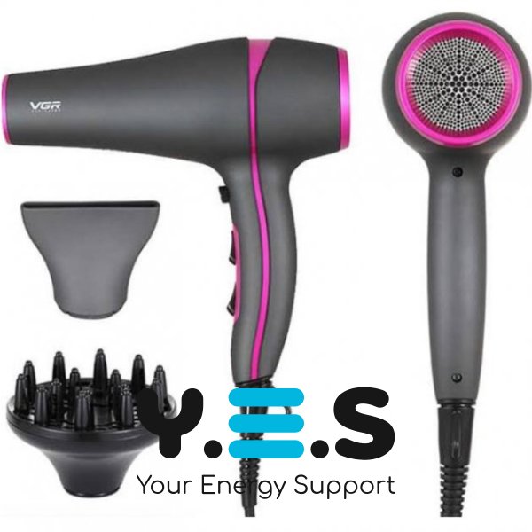 Потужний професійний фен VGR V-402 2200 Вт з концентратором і дифузором