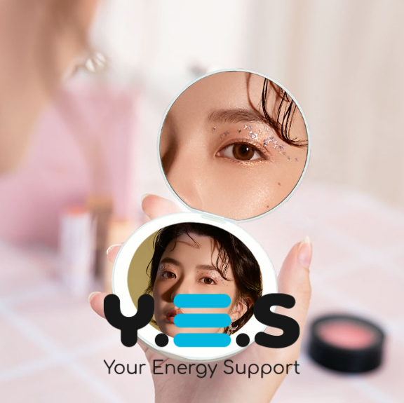 Кишенькове кругле дзеркало для макіяжу Pocket Mirror з LED-підсвічуванням, USB зарядка