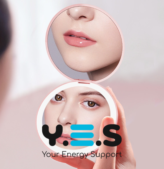 Кишенькове кругле дзеркало для макіяжу Pocket Mirror з LED-підсвічуванням, USB зарядка