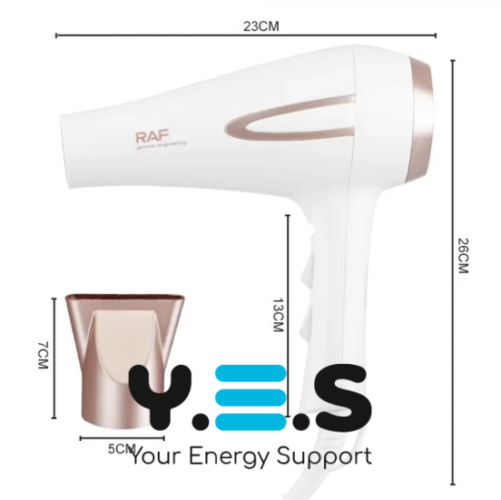 Фен для волосся RAF R.408 2200 Вт з концентратором та режимами нагріву/обдуву