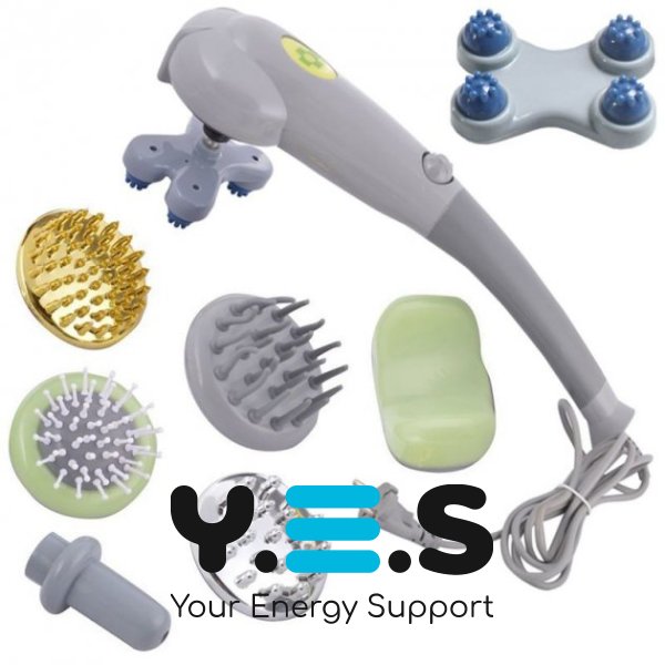 Універсальний ручний вібромасажер для тіла Maxtop Magic Massager 8в1 з ІЧ та насадками