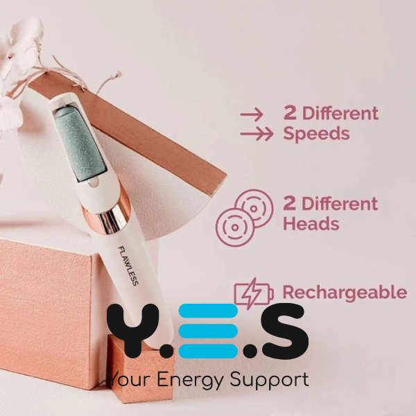 Електропилка для ніг Flawless Pedi: пемза для педикюру, 2 насадки, USB-зарядка