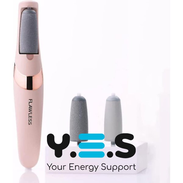 Електропилка для ніг Flawless Pedi: пемза для педикюру, 2 насадки, USB-зарядка