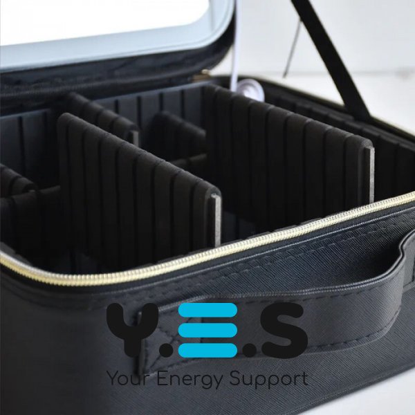 Дорожня косметичка-органайзер із дзеркалом та LED-підсвіткою — портативний бʼюті-кейс для косметики