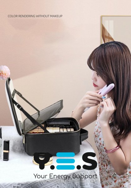 Дорожня косметичка-органайзер із дзеркалом та LED-підсвіткою — портативний бʼюті-кейс для косметики