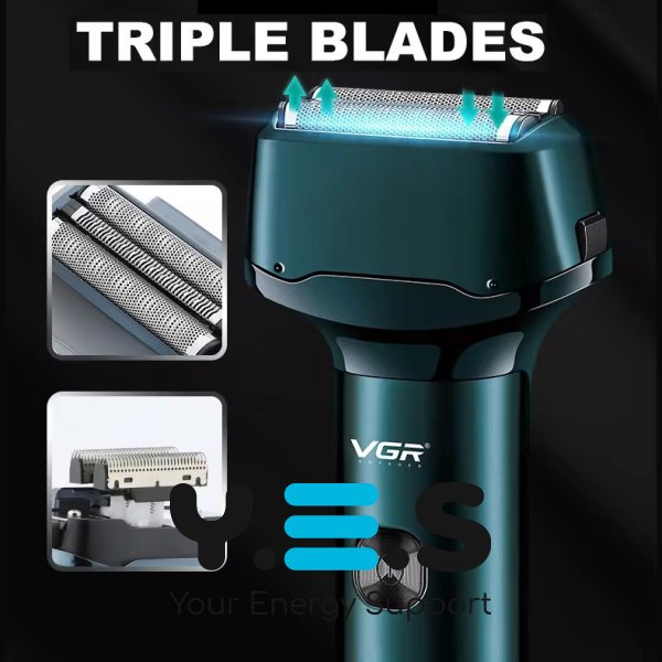 Електробритва VGR V-370: потрійні леза, бездротова, акумуляторна, водозахист IPX5