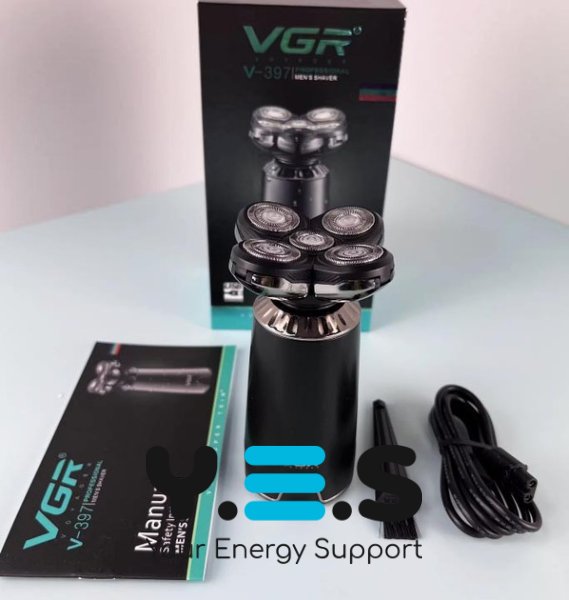 Чоловіча акумуляторна електробритва VGR V-397: 5 голівок, водонепроникний корпус
