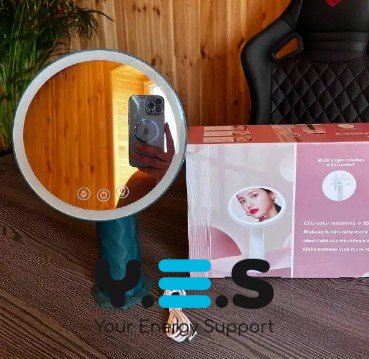 Дзеркало-нічник настільне кругле для макіяжу з LED підсвіткою, акумулятор 1200 mAh /17001