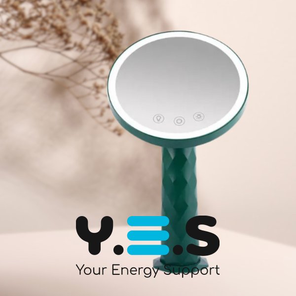 Дзеркало-нічник настільне кругле для макіяжу з LED підсвіткою, акумулятор 1200 mAh /17001