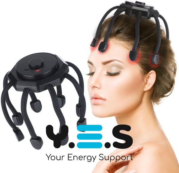 Електромасажер для голови «Восьминіг» з вібрацією та USB-зарядкою, релакс-масажер