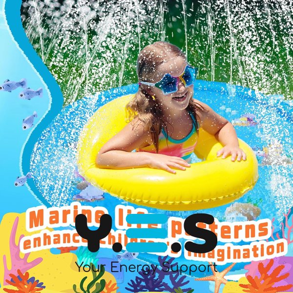 Дитячий водний килимок-фонтан 100 см «Блакитний дельфін» • надувний басейн з розбризкувачем для дачі