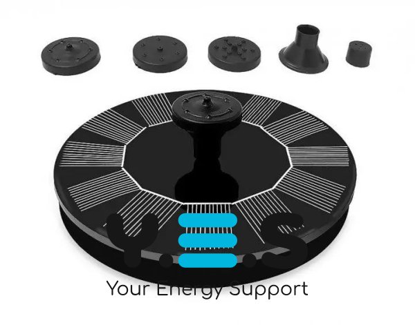 Сонячний фонтан-насос для саду та водойми: 6 насадок, еко-декор для ділянки