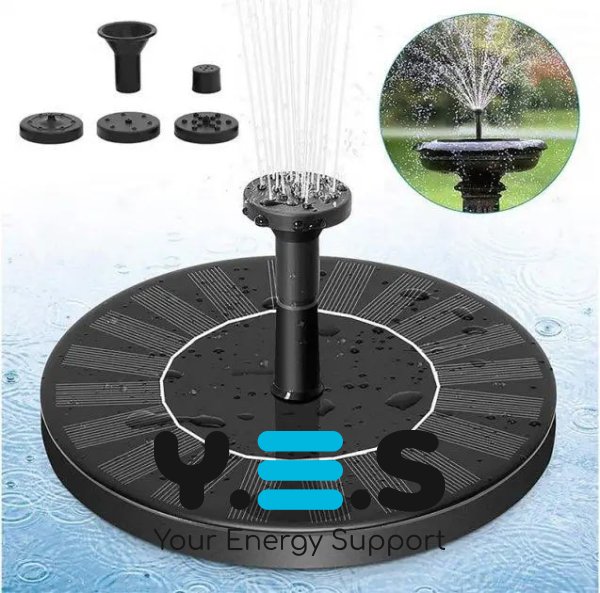 Сонячний фонтан-насос для саду та водойми: 6 насадок, еко-декор для ділянки