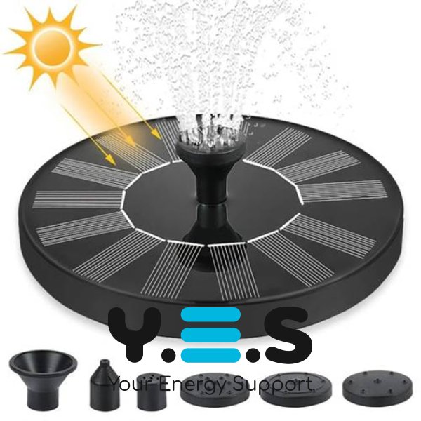 Сонячний фонтан-насос для саду та водойми: 6 насадок, еко-декор для ділянки