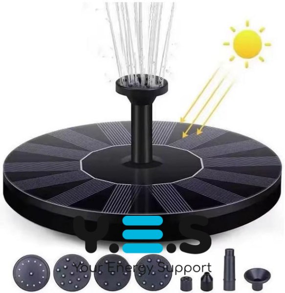 Сонячний фонтан-насос для саду та водойми: 6 насадок, еко-декор для ділянки