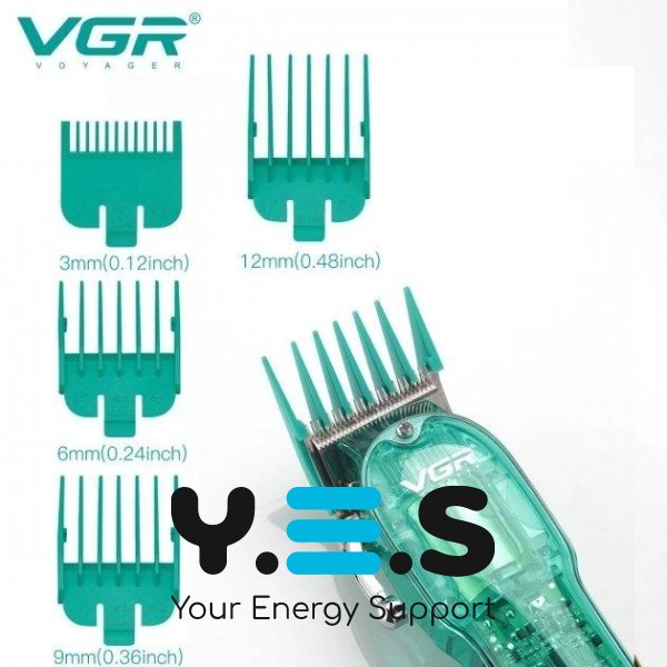 Акумуляторна машинка для стрижки VGR V-660 Professional Clipper Transparent Green