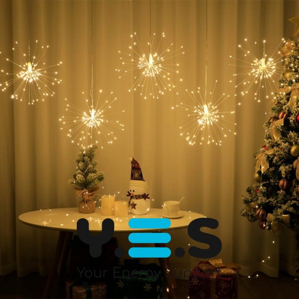 Світлова новорічна гірлянда‑феєрверк «штора» XL‑81‑20, мідний дріт, 3×0,3 м