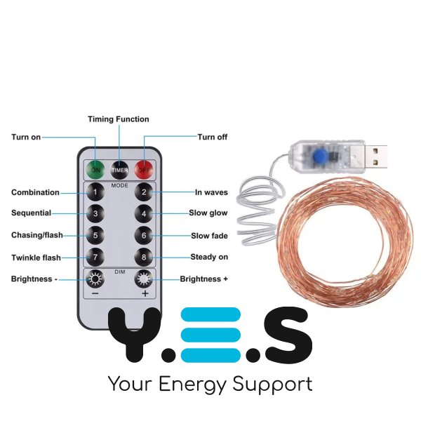 Світлодіодна гірлянда «Роса» 2 м USB, 200 LED, мідний дріт, пульт ДК (XL-76-20)