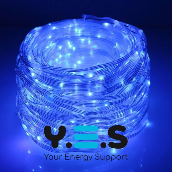 Гірлянда LED 500, прозорий провід, синє світло, 450+25+4501+25 м, XL-53-5