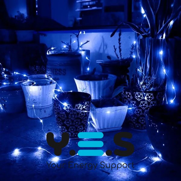 Гірлянда LED 500, прозорий провід, синє світло, 450+25+4501+25 м, XL-53-5