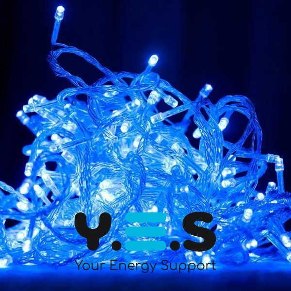 Гірлянда LED 500, прозорий провід, синє світло, 450+25+4501+25 м, XL-53-5