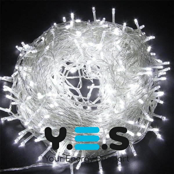 LED гірлянда 500, прозорий провід, біла, XL-52-10, 450+25 м (450254501*25)