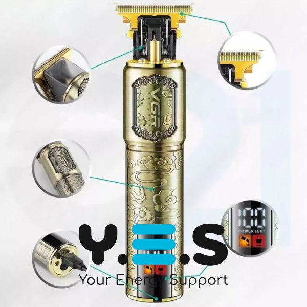 Тример VGR V-073 акумуляторний для бороди й волосся, USB-зарядка, 4 насадки