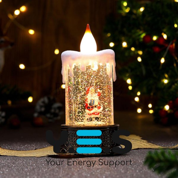 Новорічний музичний нічник-світильник «Свічка зі сніговиком» SH2826