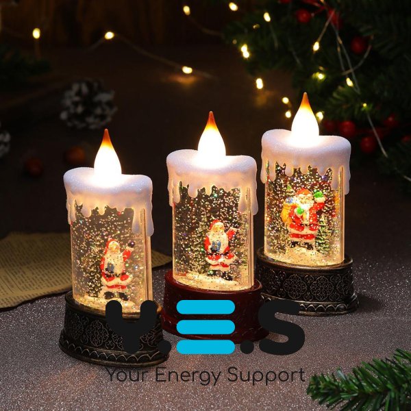 Новорічний музичний нічник-світильник «Свічка зі сніговиком» SH2826