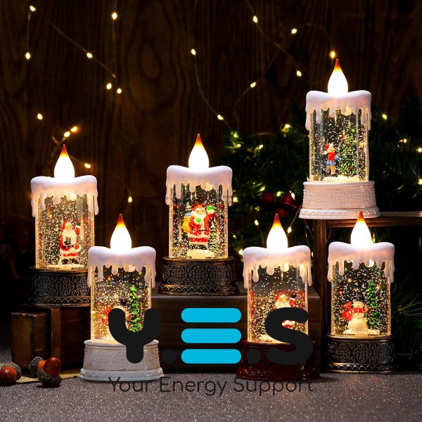 Новорічний музичний нічник-світильник «Свічка зі сніговиком» SH2826