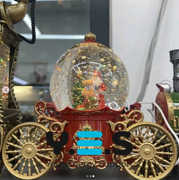 Новорічний ліхтар-карета SH2501: сніжна куля з автоподувом, LED підсвіткою та музикою
