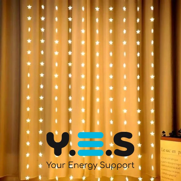 Світлодіодна гірлянда-штора «Зірки» 3×3 м, USB-живлення, тепле світло